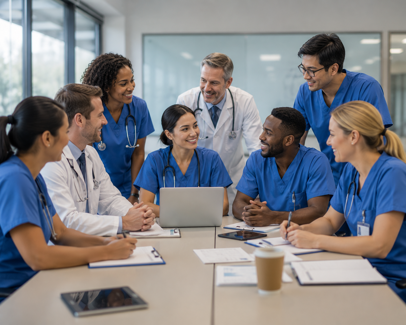 Medical facility team learning sedation certification